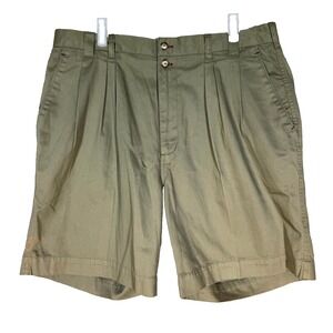American Eagle Outfitters Mens Chino Shorts 38 Olive Green Cotton Pleated M1804